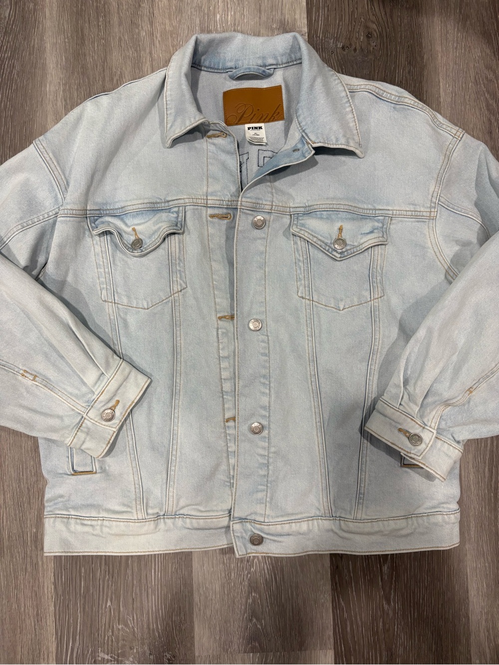PINK Victoria's Secret Pale Blue Denim Trucker Jacket